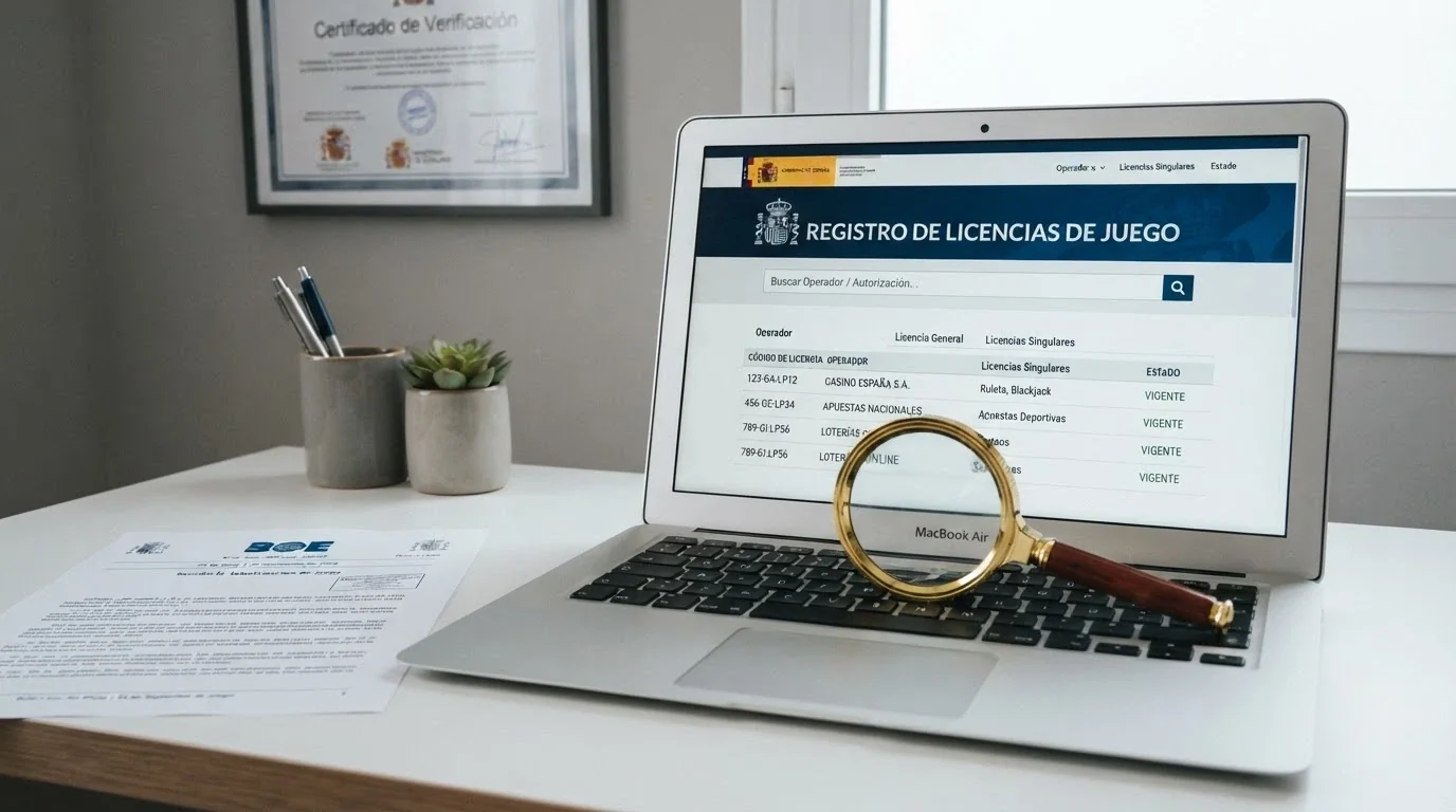 Captura del registro público de operadores con licencia en la web de la DGOJ (ordenacionjuego.es) mostrando la sección de consulta